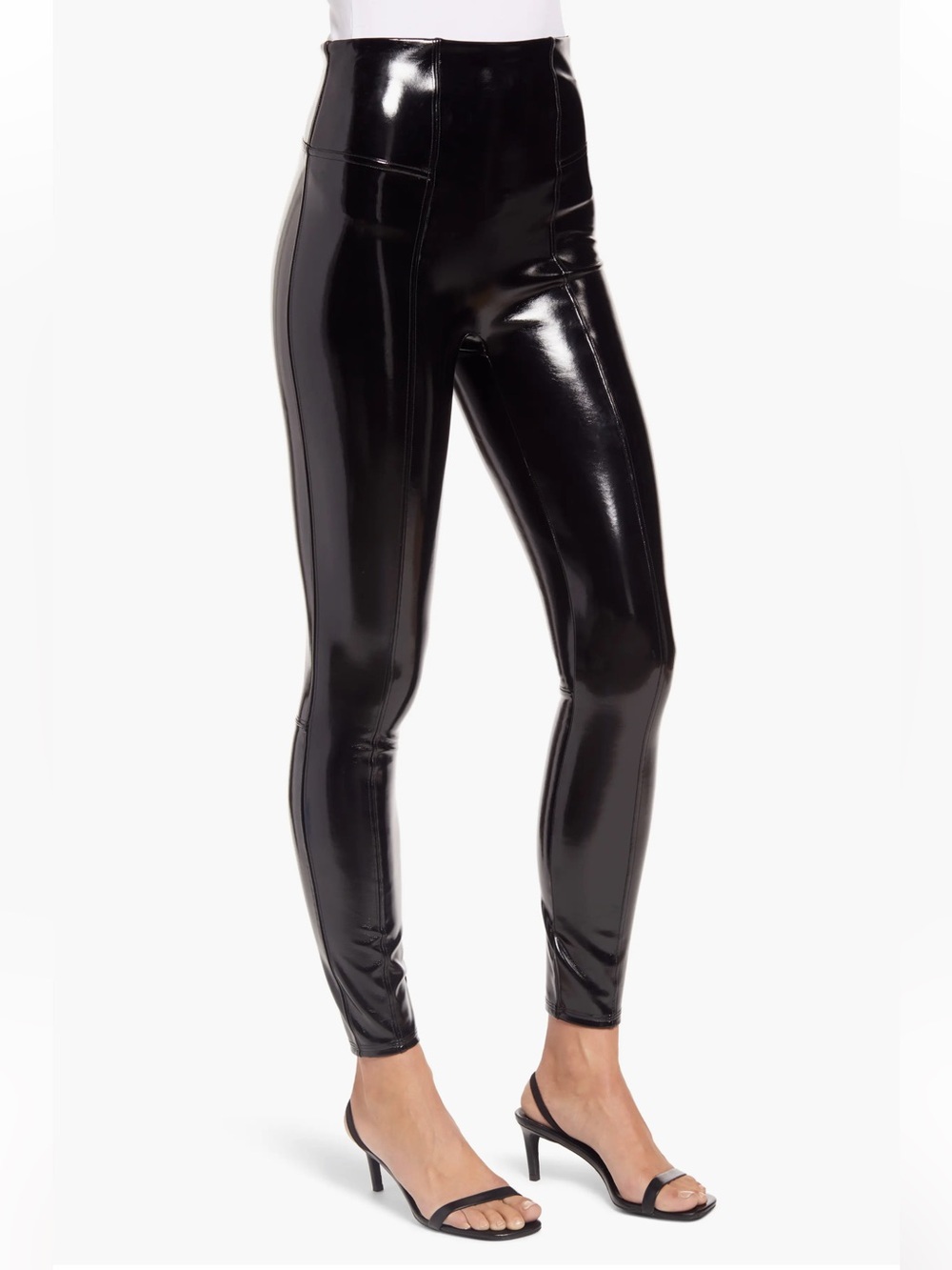 SPANX Black High-Shine Faux-Leather Leggings